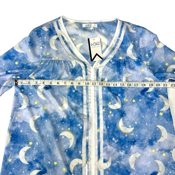 Nightgown Blue Cloud Moon Soft Thin Long Sleeve Pajama PJ Kimono - Picture 5 of 6